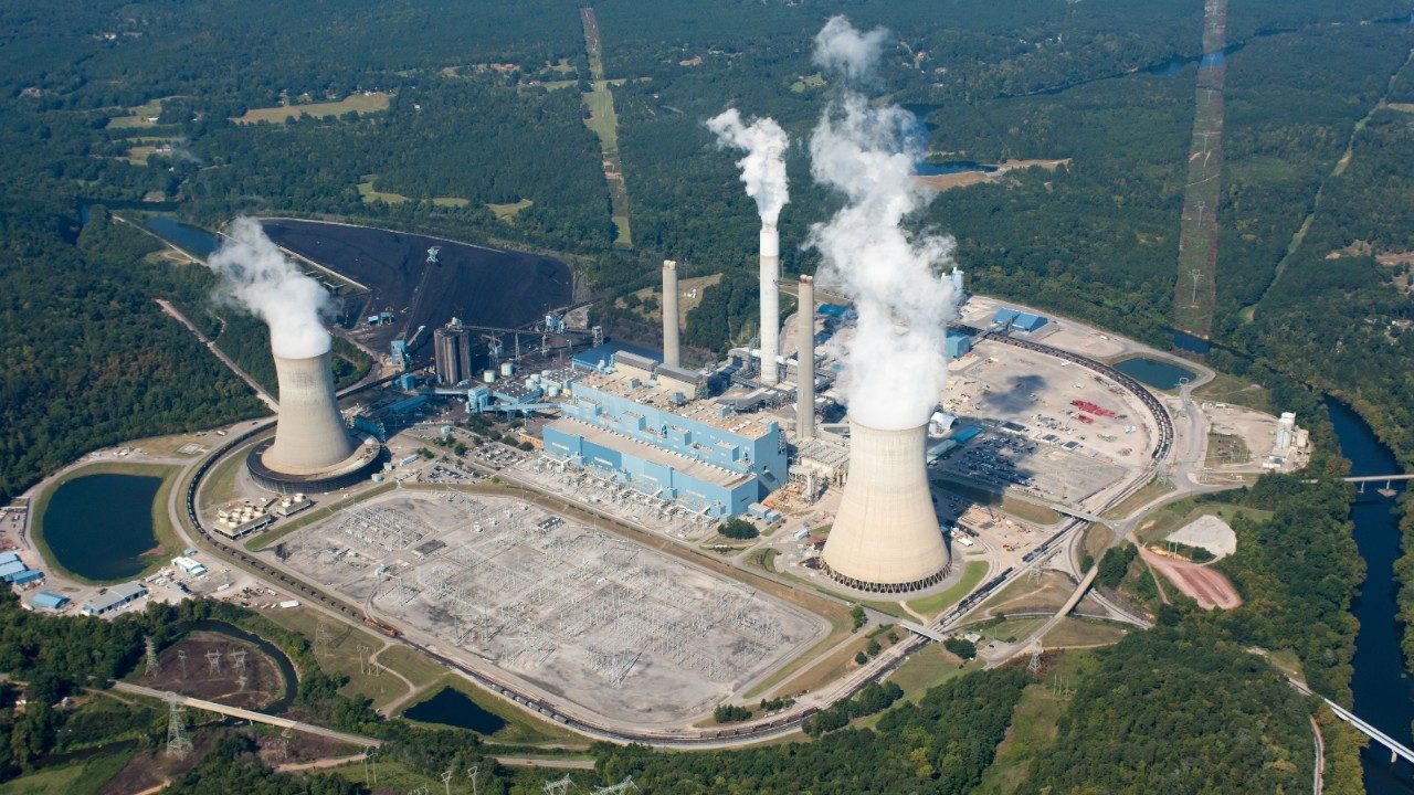 industrial plant with plumes of emmisions