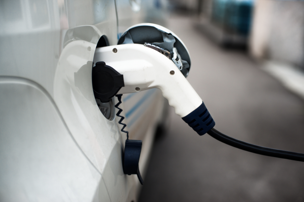 Closeup of charge port on a car