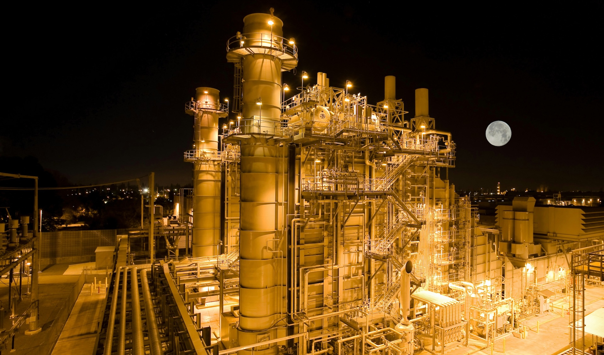 power plant at night